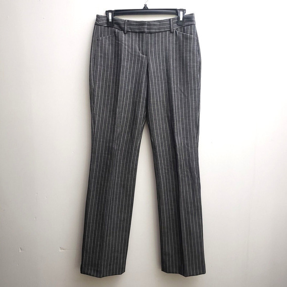 Express Editor Barely Boot Low Rise Dress Pants 2 Gray White Stripes Stretch - Picture 1 of 9